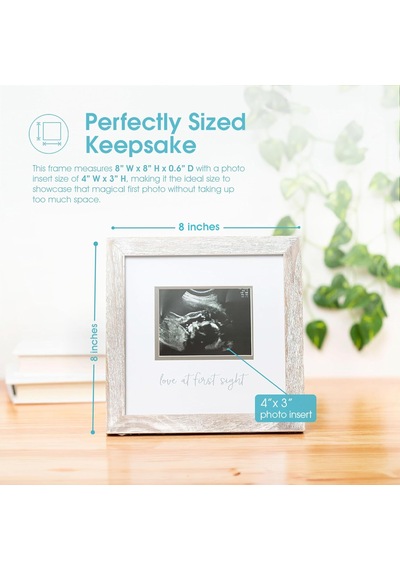 Lexroo Love At First Sight Rustic Sonogram Photo Frame, Baby Keepsake Picture Frame