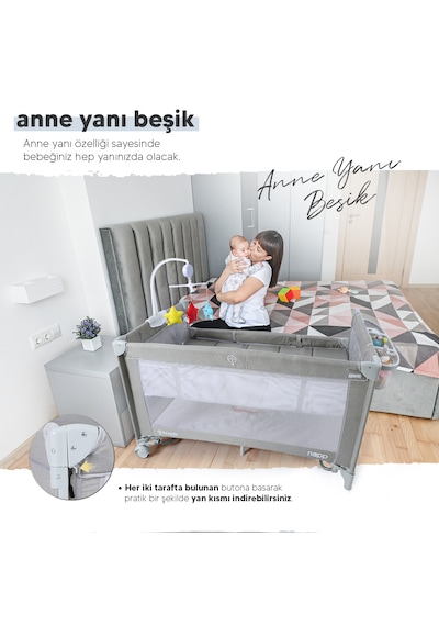 Huggy Napp 6in1 Anne Yanı Park Yatak Oyun Parkı + Yatak 70x120