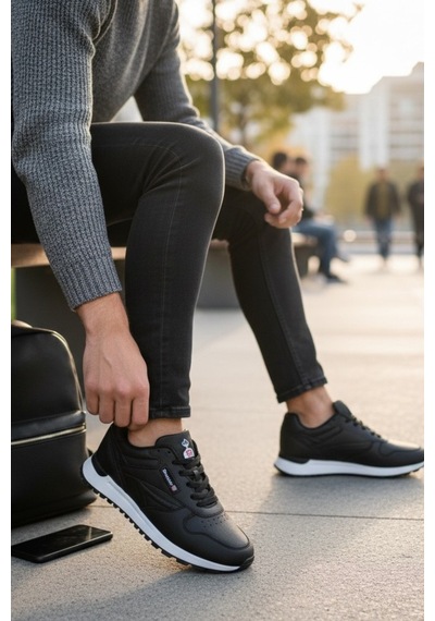 Enoch Erkek Baklava Desenli Tırtıklı Tabanlı Retro Stil Günlük Spor Ayakkabı Sneaker Siyah - Beyaz Enoch Erkek Baklava Desenli Tırtıklı Tabanlı Retro Stil Günlük Spor Ayakkabı Sneaker Siyah - Beyaz