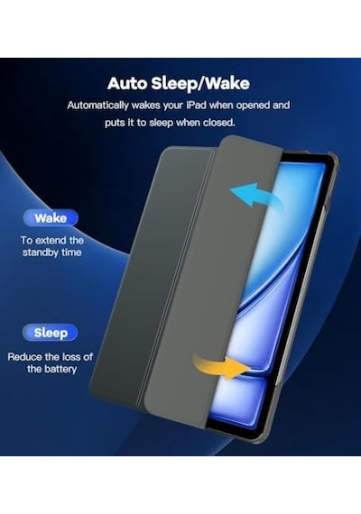 Apple iPad Uyumlu Air 13inç M4/m3/m2 İle Uyumlu Kılıf Pu Deri Standlı Case 2026-2024 Sku: Zeusb0dxvk8jgm Arka Kapak