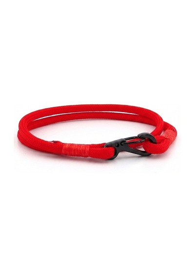 Kirmizi Paracord Metal Kanca Iki Sira Sarma Erkek Bileklik M011N Çok Renkli
