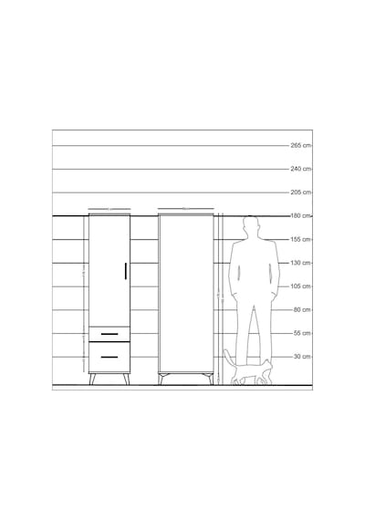 Kronos Dolap 4 Raflı 2 Çekmeceli Tek Kapaklı 44x59x182 Çam-çam Çam