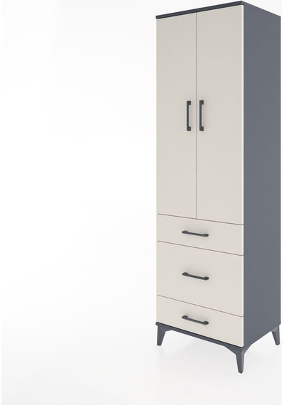 Hyperion Dolap 2 Raflı 3 Çekmeceli Tek Askılı 60x44x195 Antra... Antrasit