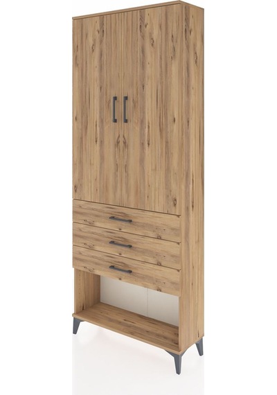 Arges Dolap 2 Raflı 3 Çekmeceli Tek Askılı 88x30x221 Çam-çam Atlas Çam