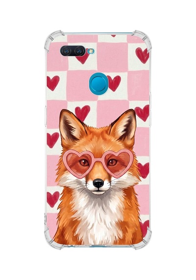 Printify Oppo A12 İle Uyumlu Pembe Pötikare Serisi Tatlı Kurnaz Tasarımlı Uv Baskılı Köşe Korumalı Antişok Kılıf Şeffaf