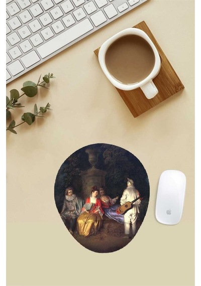 Antoine Watteau La Partie Carrée Desenli Bilek Destekli Mouse Pad Mousepad
