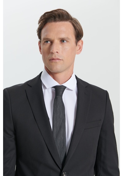 AC&Co / Altınyıldız Classics Erkek Siyah Slim Fit Dar Kesim Mono Yaka Takım Elbise 4A3023100061SYH566N Siyah
