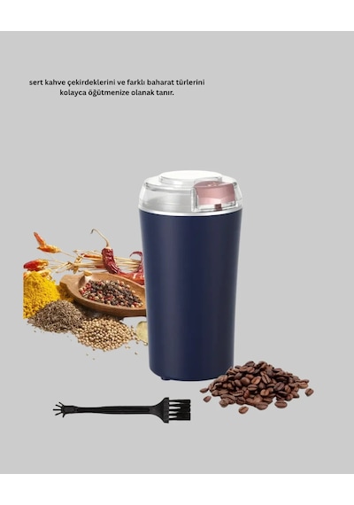 Kahve Ve Baharat Öğütücü Otomatik Mekanizmalı Dayanıklı Çelik Açık Gri