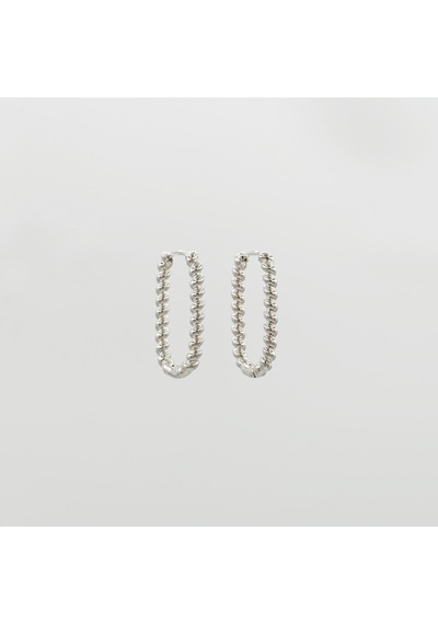 White Gold Plated Bract Hoop Küpe Silver