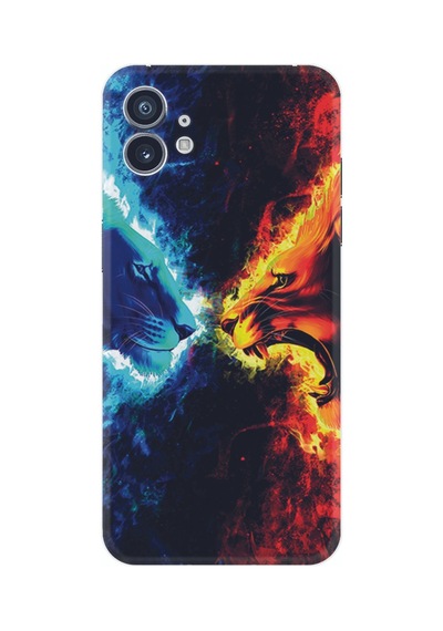 Nothing Phone 2 Kılıf Silikon Desen Özel Seri Red Blue Leon 1714