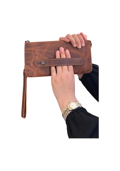 Mft Leather Hakiki Deri Unisex El Çantası Viento 2225 Crazy Taba