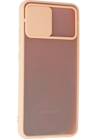 Samsung Galaxy A02s Kılıf Palm Buzlu Kamera Sürgülü Silikon - Pembe