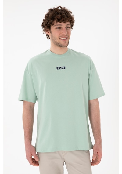 U.S. Polo Assn. Erkek Oversize Fit Bisiklet Yaka Su Yeşili Tişört 50305923-VR048