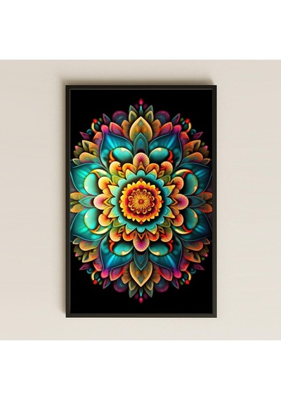 Uv Baskılı Mandala Pvc Tablo - Neon Çiçekler