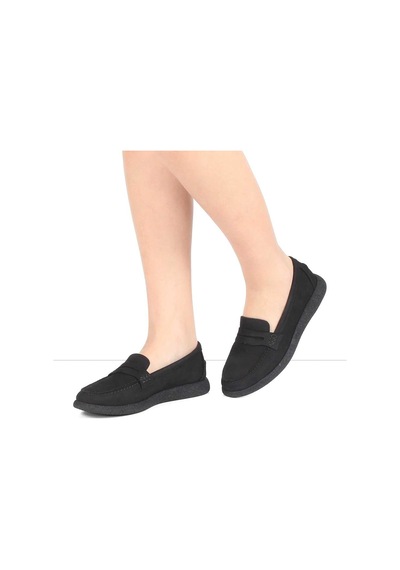 Kadın Siyah Nubuk Deri Loafer
