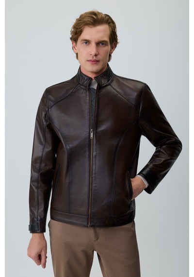 Morven Erkek Kahve New York Kısa Deri Mont 27ks024002400 Kahve