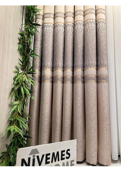 Nivemeshome Damla Ft614337 V-5202 Vizon 1/3 Sık Pileli Fon Perde Apm Vizon