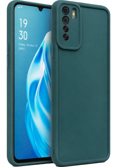 Oppo A91 4g Ve Oppo Reno 3 Ve Oppo F15 Uyumlu Kamera Çıkıntılı Mat Silikon Telefon Kılıfı Yeşil