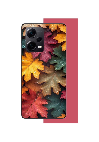 Redmi Note 12 Pro Plus Uyumlu Sonbahar Yaprakları Ve Çiy Baskılı Silikon Kılıf Renkli