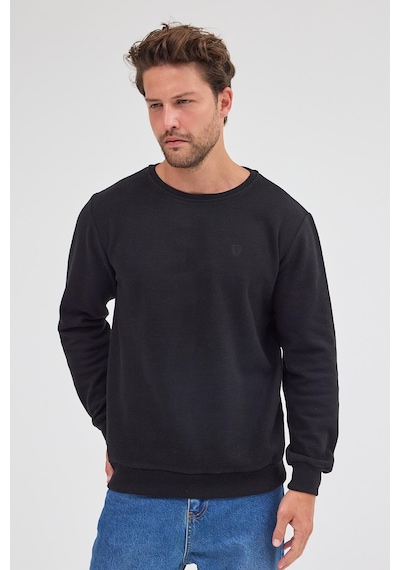 Mmetalic Erkek Siyah Standart Fit Normal Kesim Pamuklu Basic Bisiklet Yaka Sweatshirt Mtlce113-siyah Siyah