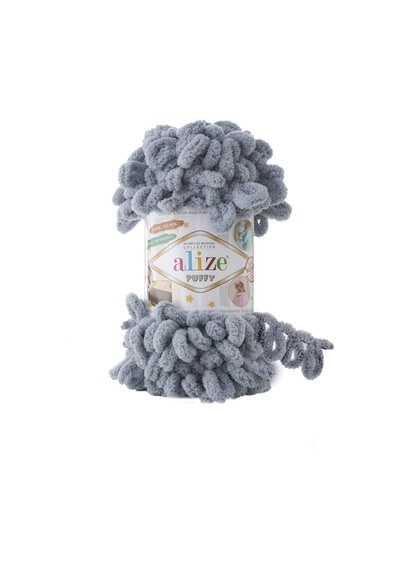 Alize Puffy El Örgü İpi (5 Li Paket) - 428-Orta Gri