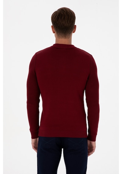 U.S. Polo Assn. Erkek Regular Fit Fermuarlı Bordo Basic Kazak 50313685-VR014