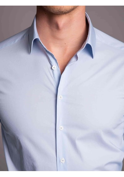 Dufy Açık Mavi Erkek Ekstra Slim Fit Düz Klasik Yaka Uzun Kol Gömlek - 36222-mavi Mavi