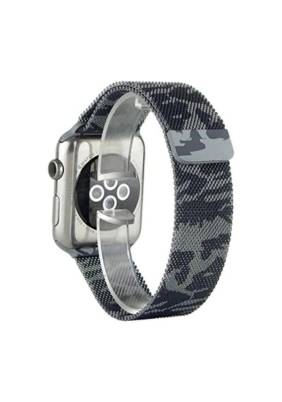 Ally Apple Watch Uyumlu 7-8 45mm 6-5-4 44mm Kayış Kordon Metal Milano Loop Kamuflaj 3-2-1 42mm- 5775