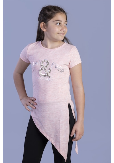 Toontoy Kids Toontoy Kız Çocuk T-shirt What Baskı Pembe Melanj