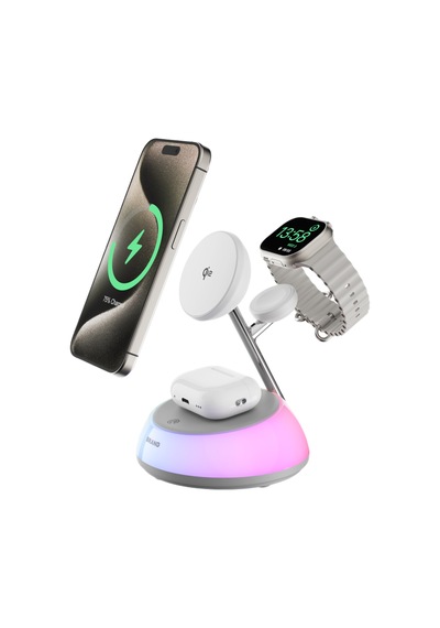 Piili 20w 3'ü 1 Arada Swan Kablosuz Şarj İstasyonu P - T8 Beyaz