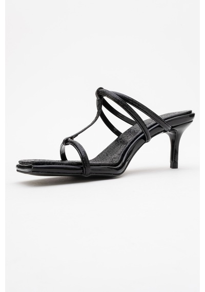 Luvishoes Luvi Shoes Mocha Siyah Desenli Kare Burunlu İnce Bantlı Kadın Topuklu Terlik Siyah Luvishoes Luvi Shoes Mocha Siyah Desenli Kare Burunlu İnce Bantlı Kadın Topuklu Terlik Siyah