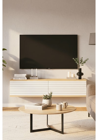 Tda1214db - Zeynep120 Duvara Montaj Tv Stand, Tv Rafı, Tv Sehpası Safirmeşe - Beyaz 120cm Tda1214db - Zeynep120 Duvara Montaj Tv Stand, Tv Rafı, Tv Sehpası Safirmeşe - Beyaz 120cm