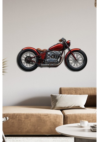 Kırmızı Motor Renkli Metal Tablo