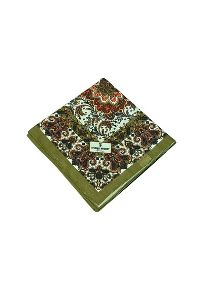 Mim Eşarp Prime Pamuk Etnik Desenli Eşarp 90x90 Cm Kahve