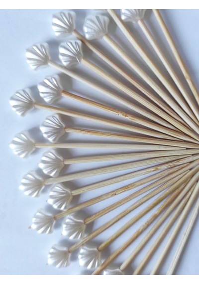 200 Adet Dekoratif Küçük Deniz Kabuğu İncili Nişan Kürdanı 6,5 Cm İstiridye 30 Mm- Pasta Kürdanı