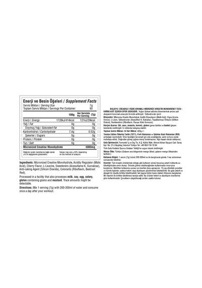 Bigjoy Creabig %100 Mikronize Kreatin Monohidrat Vişne Aromalı 420g 60 Servis Aromasız