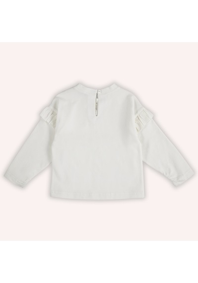 Panço Kız Çocuk Nakışlı T-shirt Ekru 2421gb05015-4815 001