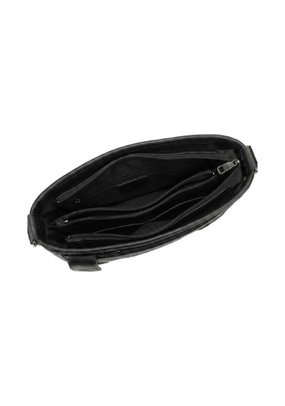Levano Leather Kadın Siyah Çok Bölmeli Deri Omuz Ve Çapraz Çanta 20x30 Cm Siyah