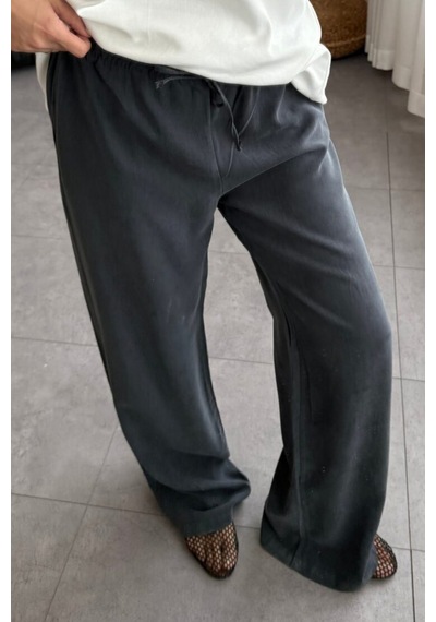 Feela Moda 2008 Bağcıklı Beli Lastikli Yıkamalı Modal Dokuma Palazzo Kadın Pantolon Antrasit Feela Moda 2008 Bağcıklı Beli Lastikli Yıkamalı Modal Dokuma Palazzo Kadın Pantolon Antrasit