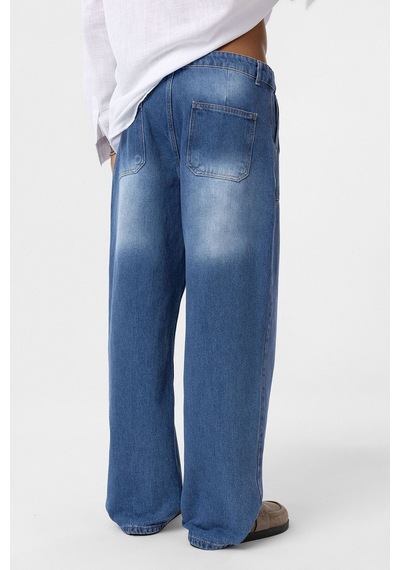Vamos Cep Detaylı Baggy Fit Jean Mavi