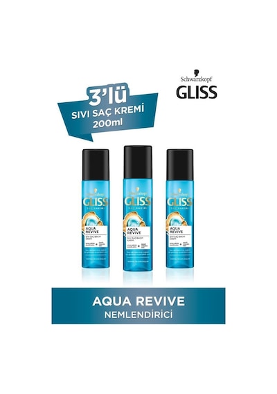 Gliss Aqua Revive Nemlendirici Sıvı Saç Kremi 3 x 200 ML