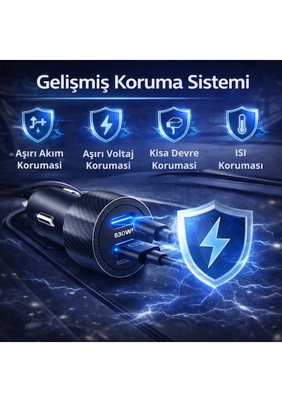 Polham 60w Pd Hızlı Araç Şarj Cihazı 2x Type-c Çıkışlı 12v / 24v Uyumlu Araç Çakmaklık Şarj Adaptörü 1 Adet