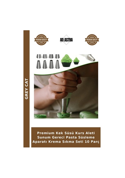 Premium Kek Süsü Kurs Aleti Sunum Gereci Pasta Süsleme Aparatı Krema Sıkma Seti 10 Parç Çok Renkli