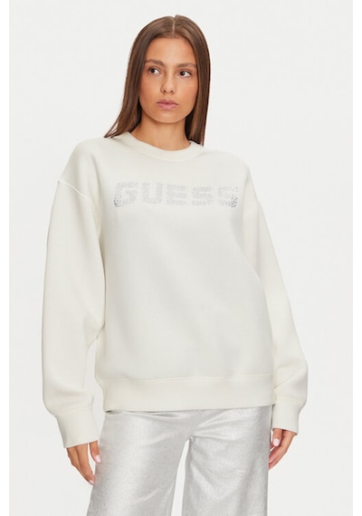 Guess Kadın Cecılıa Parlak Logolu Sweatshirt - Krem Krem