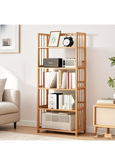 Valkyrie 5 Katlı Bambu Raf Kitaplık 60x23x128 Cm Çok Amaçlı Düzenleyici Dekoratif Organizer Kahverengi Valkyrie 5 Katlı Bambu Raf Kitaplık 60x23x128 Cm Çok Amaçlı Düzenleyici Dekoratif Organizer Kahverengi