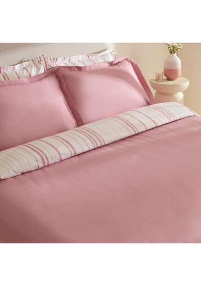 Karaca Home Cool Stripe Çift Kişilik Nevresim Takımı Gül Kurusu