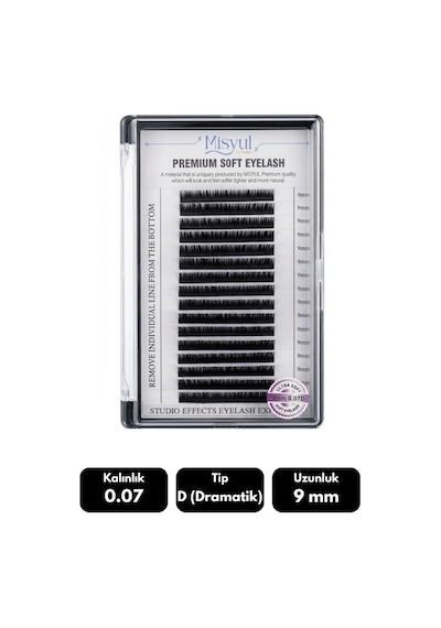Misyul 0.07d Dramatik Kıvrım 9 Mm Soft Eyelash Doğal İpek Kirpik 16'lı