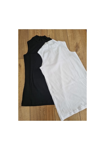 Demirsa Boutique Yarım Balıkçı Yaka Kaşkorse Kumaş Siyah Ve Beyaz Ribana Sıfır Kol Modelli Kadın Atlet Beyaz-siyah Demirsa Boutique Yarım Balıkçı Yaka Kaşkorse Kumaş Siyah Ve Beyaz Ribana Sıfır Kol Modelli Kadın Atlet Beyaz-siyah