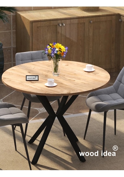 Wood İdea Ahtapot Ayaklı Yuvarlak 90x90 Atlantik Çam Yemek- Salon