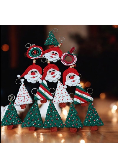 Luluyen Sevimli Yılbaşı Temalı Amigurumi El Örgüsü Anahtarlık Ve Çanta Aksesuarı,yılbaşı Hediyesi